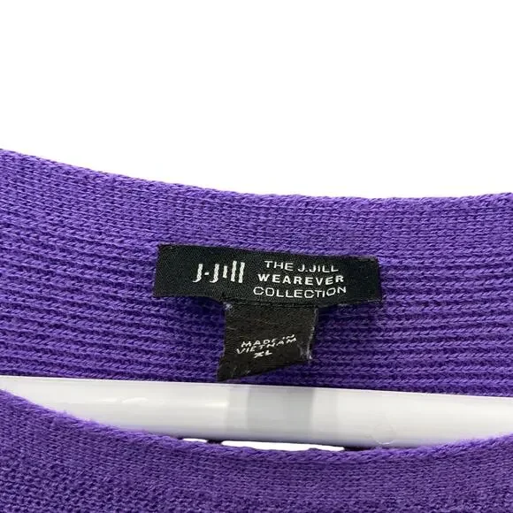 J Jill Sweater Womens Sz. XL Purple Boat Neck Tunic 3/4 Drop Sleeve Linen Blend - Picture 8 of 16